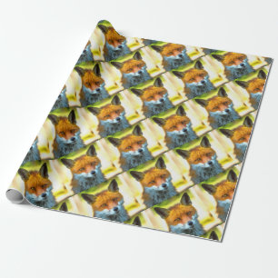 Papier Cadeau Fox Portrait Réaliste Art faunique