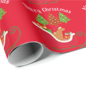 Papier Cadeau Fox Red Labrador Silhouette de Noël Silhouette rou (Coin rond)