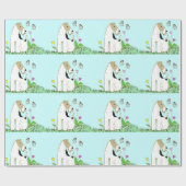 Papier Cadeau Fox Terrier et papillon de fil (Plat)
