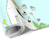 Papier Cadeau Fox Terrier et papillon de fil (Coin rond)