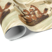 Papier Cadeau Foxes de la couture (Coin rond)