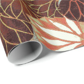 PAPIER CADEAU FOXES ROUGES PARMI LES FEUILLES BLANCS ET LE FOLIA (Coin rond)