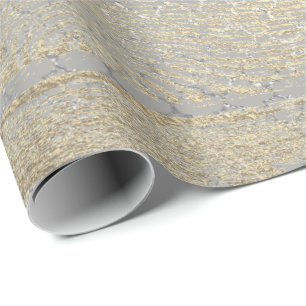 Papier Cadeau Foxier Gold Grey Bois Shabby Quatrefoil Argent
