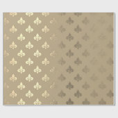 Papier Cadeau Foxier Sepia Gold Metallic Fleur-de-lis (Plat)