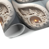 Papier Cadeau Foyers de Noël 3D (Coin rond)