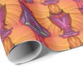 Papier Cadeau Fractal Pattern Pink Orange Purple Green Shades ~  (Coin rond)