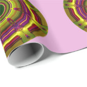 Papier Cadeau ~ Fractal Pattern Yellow Purple Shades ~ Wrapping  (Coin rond)