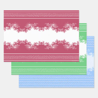 Papier Cadeau Fractal Rouge Vert Bleu Noël