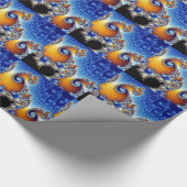Papier Cadeau Fractale en spirale bleue de Mandelbrot double (Coin)