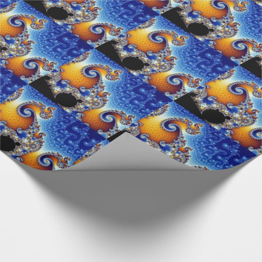 Papier Cadeau Fractale en spirale bleue de Mandelbrot double (Coin)