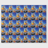 Papier Cadeau Fractale en spirale bleue de Mandelbrot double (Plat)