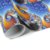 Papier Cadeau Fractale en spirale bleue de Mandelbrot double (Coin rond)