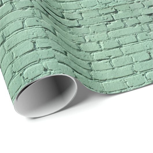 Papier Cadeau Fragment d'un mur de briques vert (Coin rond)