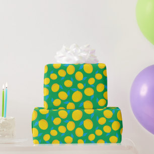 Papier Cadeau Fraîche citron jaune Vibrant vert sans joint Anniv