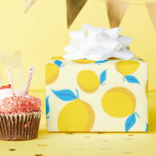 Papier Cadeau Fraîchement Citron d'été Imprimer Jaune clair sans
