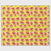 Papier Cadeau Fraîches de pastèque Motif sur Jaune (Plat)