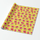 Papier Cadeau Fraîches de pastèque Motif sur Jaune (Déroulé)