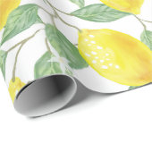 PAPIER CADEAU "FRAIS COMME CITRONS " (Coin rond)