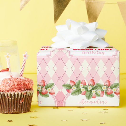 Papier Cadeau Fraise 1er Anniversaire Fête Berry 1er (Fête d'anniversaire)