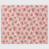 Papier Cadeau Fraise avec papillon (Plat)