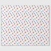 Papier Cadeau Fraise Blueberry Motif Berry Sweet White (Plat)