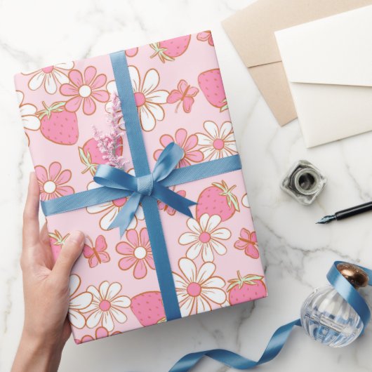 Papier Cadeau Fraise Daisy & Papillon (Cadeaux)