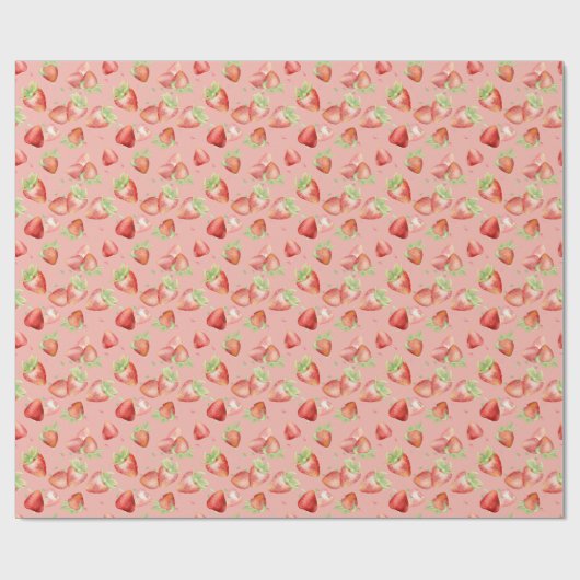 Papier Cadeau Fraise d'aquarelle (Plat)