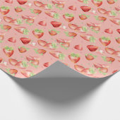 Papier Cadeau Fraise d'aquarelle (Coin)
