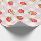 Papier Cadeau Fraise d'été Fleur Daisy Floral Rose En vichy fête (Coin)