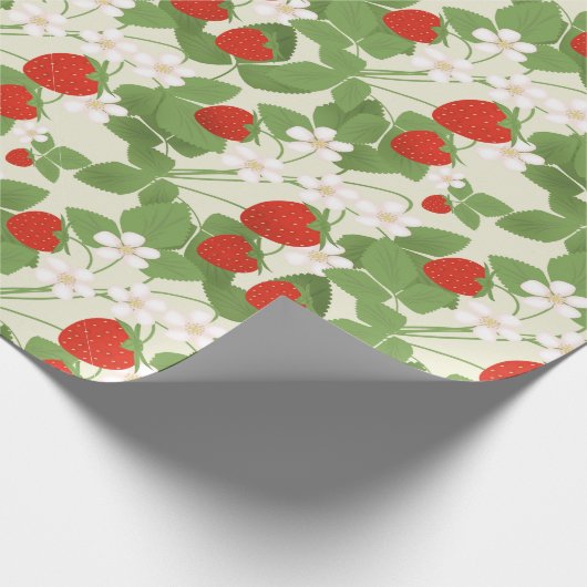 Papier Cadeau fraise, fraise, fleurs, fruits, design (Coin)