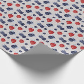 Papier Cadeau Fraise, Huckleberry, Blackberry Sur Beige (Coin)