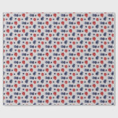 Papier Cadeau Fraise, Huckleberry, Mûre sur Beige (Plat)