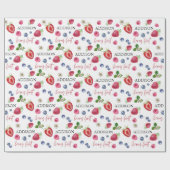 Papier Cadeau Fraise mignonne anniversaire (Plat)
