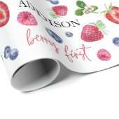 Papier Cadeau Fraise mignonne anniversaire (Coin rond)