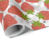 Papier Cadeau Fraise moderne Rouge Aquarelle Motif élégant (Coin rond)