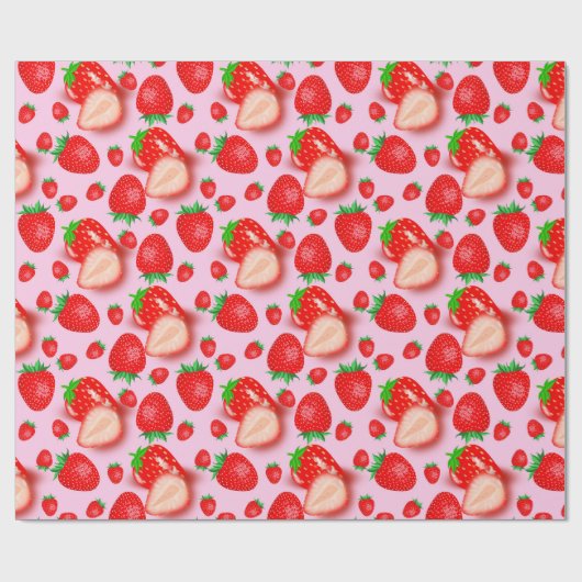 Papier Cadeau Fraise rose (Plat)