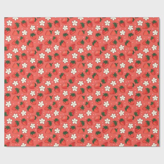Papier Cadeau Fraise rouge (Plat)