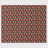 Papier Cadeau Fraise rouge et noire moderne (Plat)