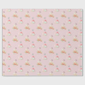 Papier Cadeau Fraise Sucrée Rose et Bébé Fée (Plat)