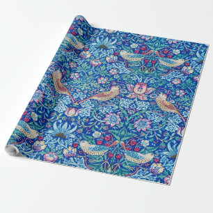 Papier Cadeau Fraise Thief Bleu, William Morris Enveloppement Pa