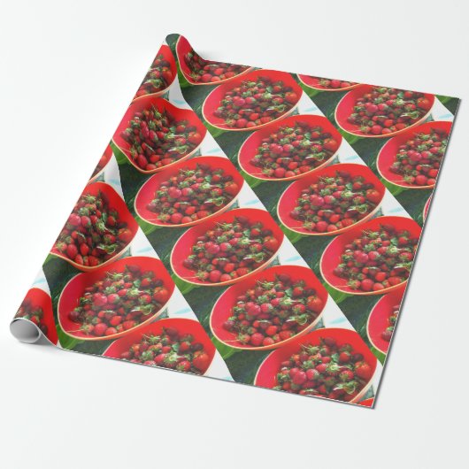 Papier Cadeau Fraises (Déroulé)