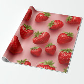 Papier Cadeau Fraises (Déroulé)