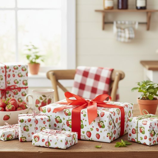 Papier Cadeau Fraises