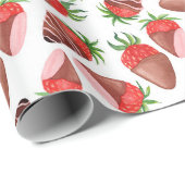 Papier Cadeau Fraises couvertes de chocolat Saint-Valentin (Coin rond)