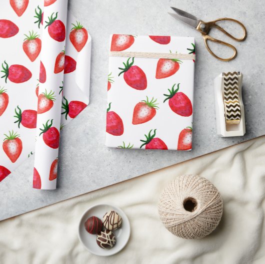 Papier Cadeau Fraises d'aquarelle (Artisanat)