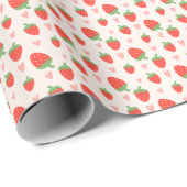 Papier Cadeau Fraises et Coeurs sucrés (Coin rond)