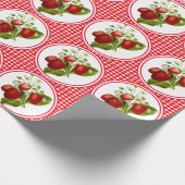 Papier Cadeau Fraises et Gingham Rouge (Coin)