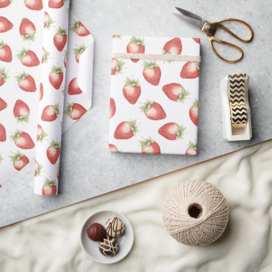 Papier Cadeau Fraises Fruits Rouges Anniversaire (Artisanat)