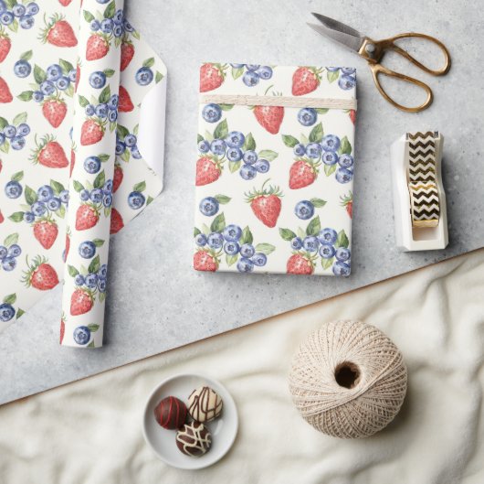 Papier Cadeau Fraises Myrtilles Fruit (Artisanat)
