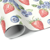 Papier Cadeau Fraises Myrtilles Fruit (Coin rond)